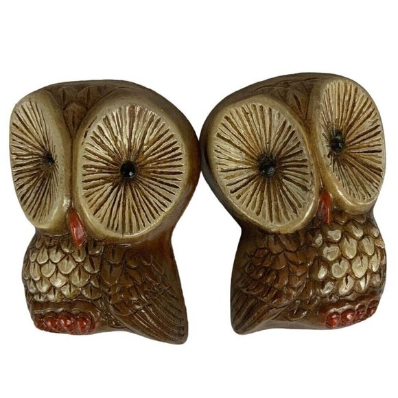 Owl Family Wall Plaque Set Of 4 Foam Kitsch Big Eyes Brown Orange Vtg 70s Decor - Picture 4 of 4